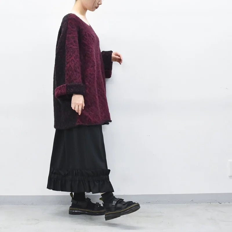 JUVENILE HALL ROLLCALL / 1956 KID MOHAIR LEO PULLOVER - DARK RED