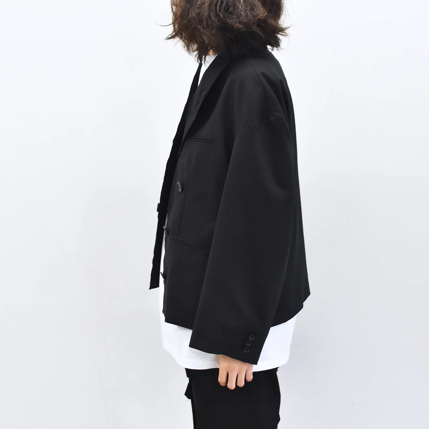 THE JEAN PIERRE / Tear Off Double Jacket - BLACK
