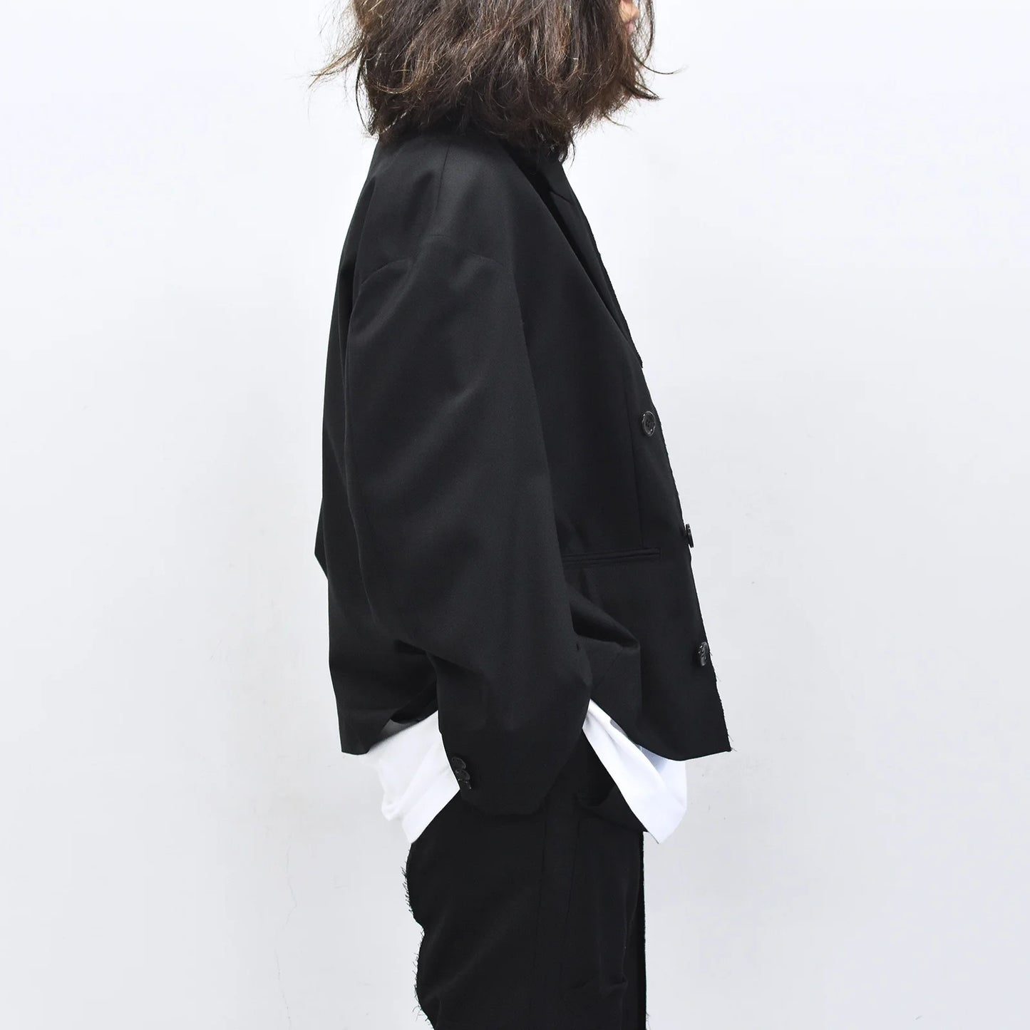 THE JEAN PIERRE / Tear Off Double Jacket - BLACK