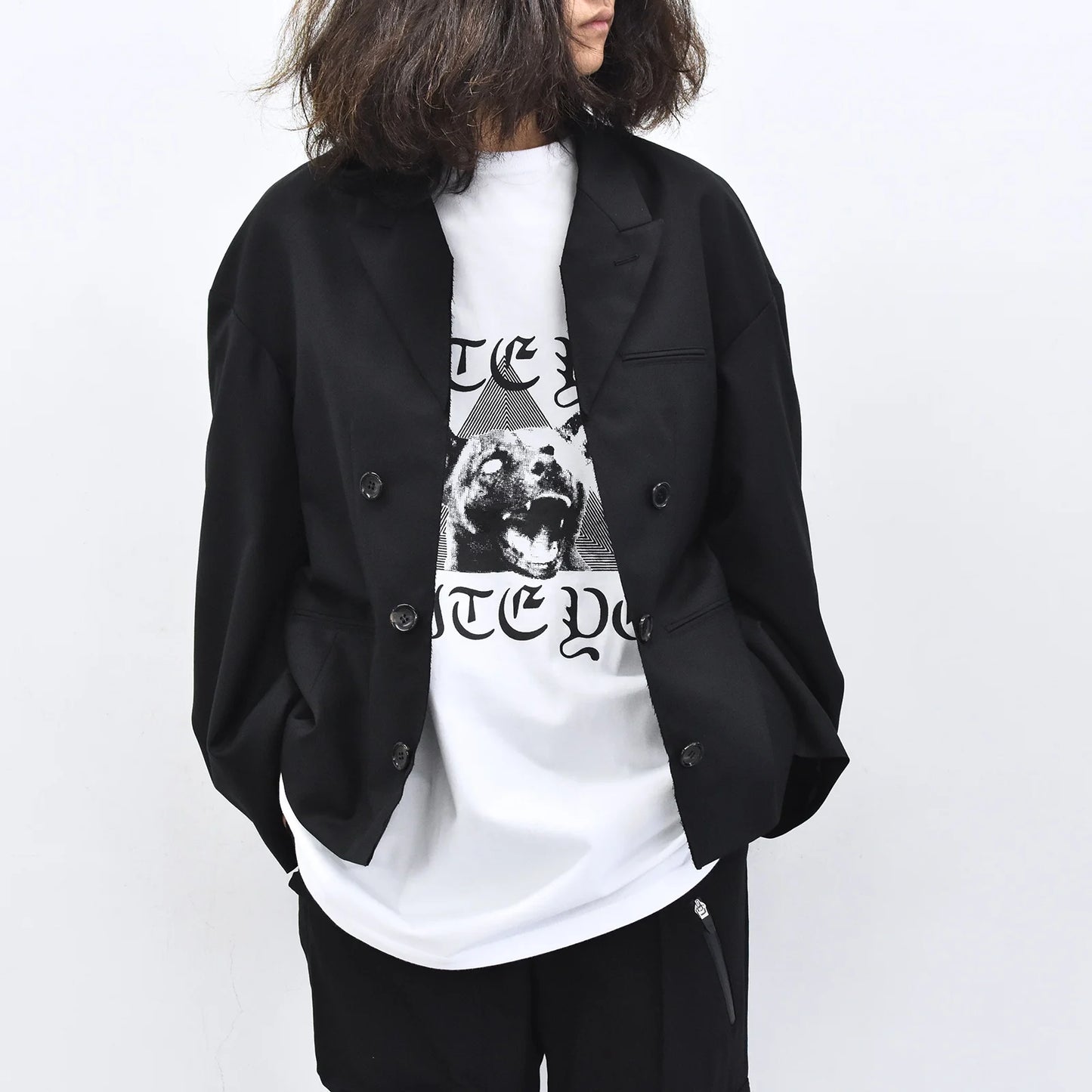 THE JEAN PIERRE / Tear Off Double Jacket - BLACK