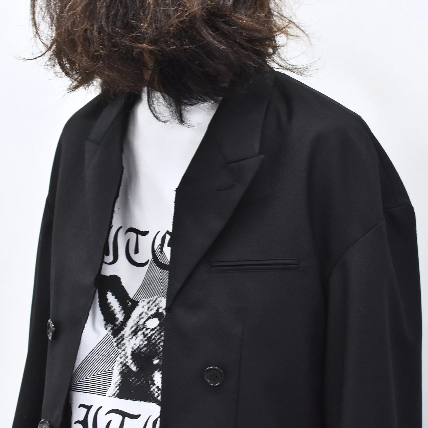 THE JEAN PIERRE / Tear Off Double Jacket - BLACK