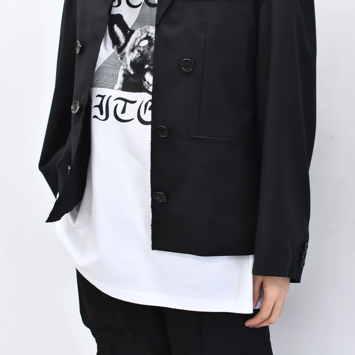 THE JEAN PIERRE / Tear Off Double Jacket - BLACK