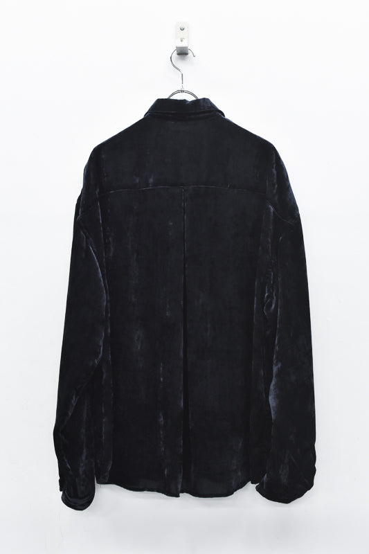 THE JEAN PIERRE / Dove Chambray Velvet Shirt - BLUE BLACK