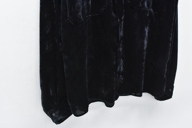 THE JEAN PIERRE / Dove Chambray Velvet Shirt - BLUE BLACK