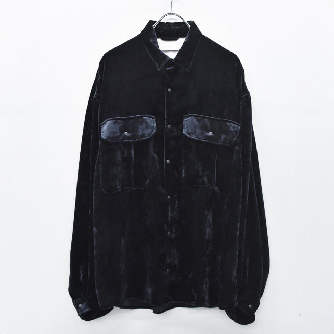 THE JEAN PIERRE / Dove Chambray Velvet Shirt - BLUE BLACK