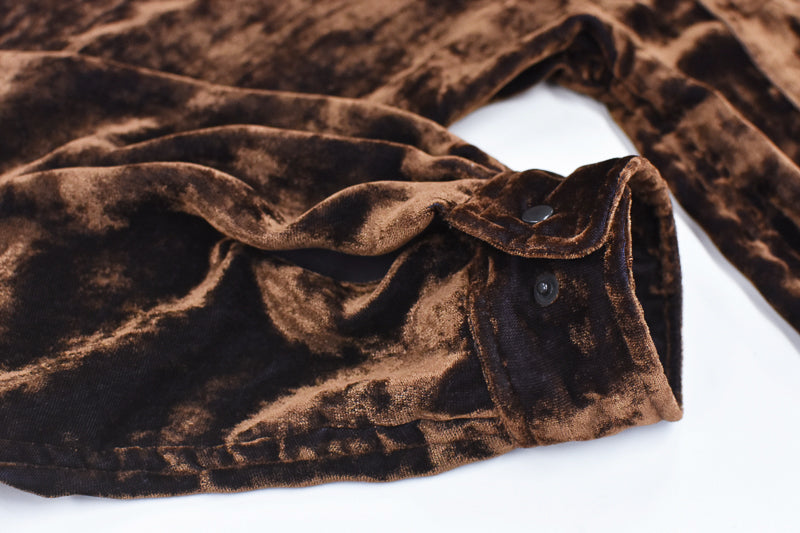 THE JEAN PIERRE / Dove Chambray Velvet Shirt - PURPLE BROWN