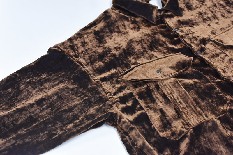 THE JEAN PIERRE / Dove Chambray Velvet Shirt - PURPLE BROWN