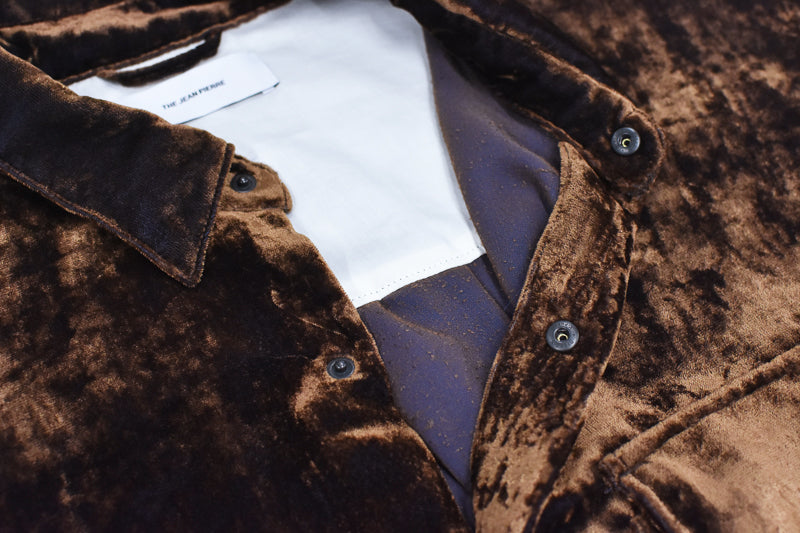 THE JEAN PIERRE / Dove Chambray Velvet Shirt - PURPLE BROWN