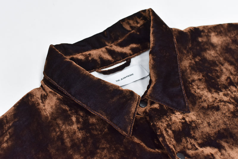 THE JEAN PIERRE / Dove Chambray Velvet Shirt - PURPLE BROWN