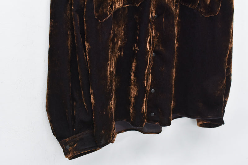 THE JEAN PIERRE / Dove Chambray Velvet Shirt - PURPLE BROWN