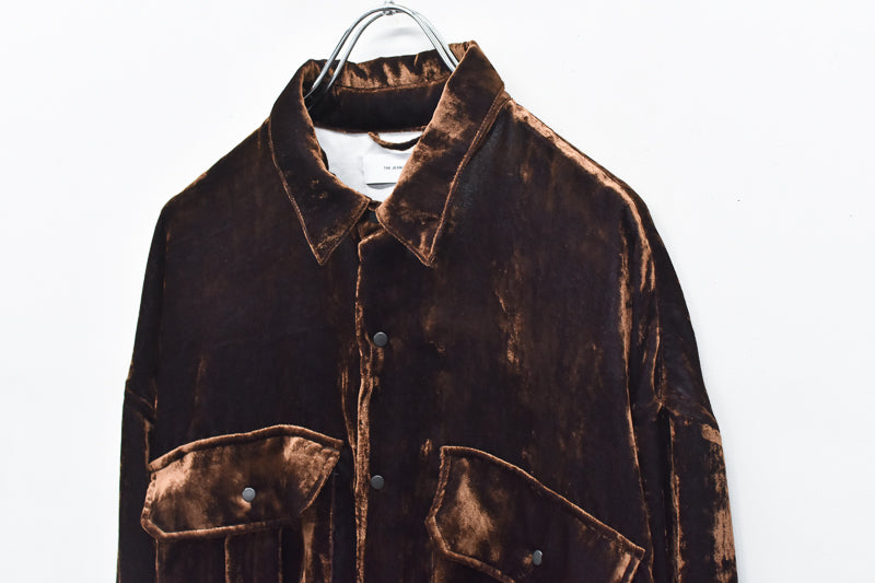 THE JEAN PIERRE / Dove Chambray Velvet Shirt - PURPLE BROWN