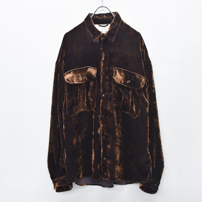 THE JEAN PIERRE / Dove Chambray Velvet Shirt - PURPLE BROWN