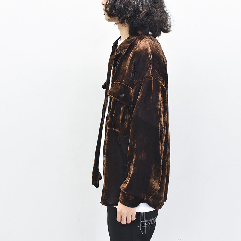 THE JEAN PIERRE / Dove Chambray Velvet Shirt - PURPLE BROWN