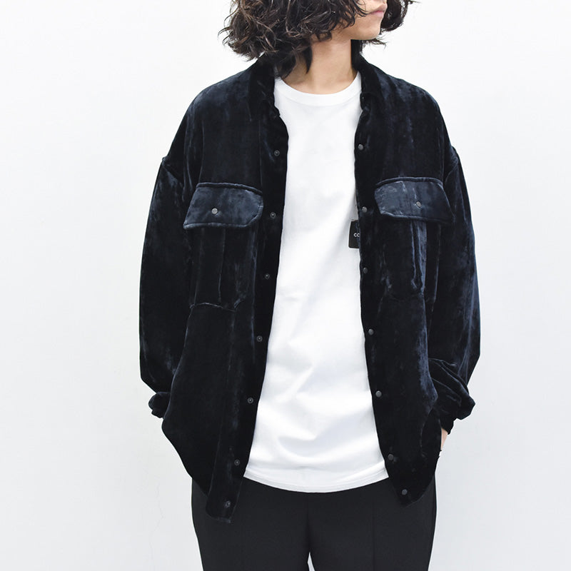 THE JEAN PIERRE / Dove Chambray Velvet Shirt - BLUE BLACK