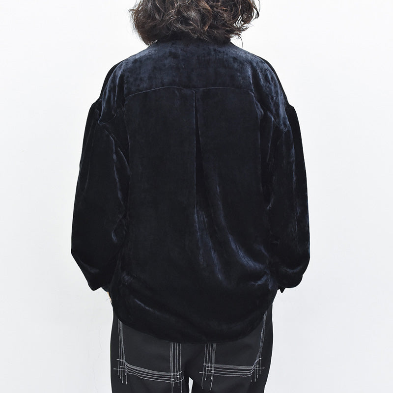 THE JEAN PIERRE / Dove Chambray Velvet Shirt - BLUE BLACK