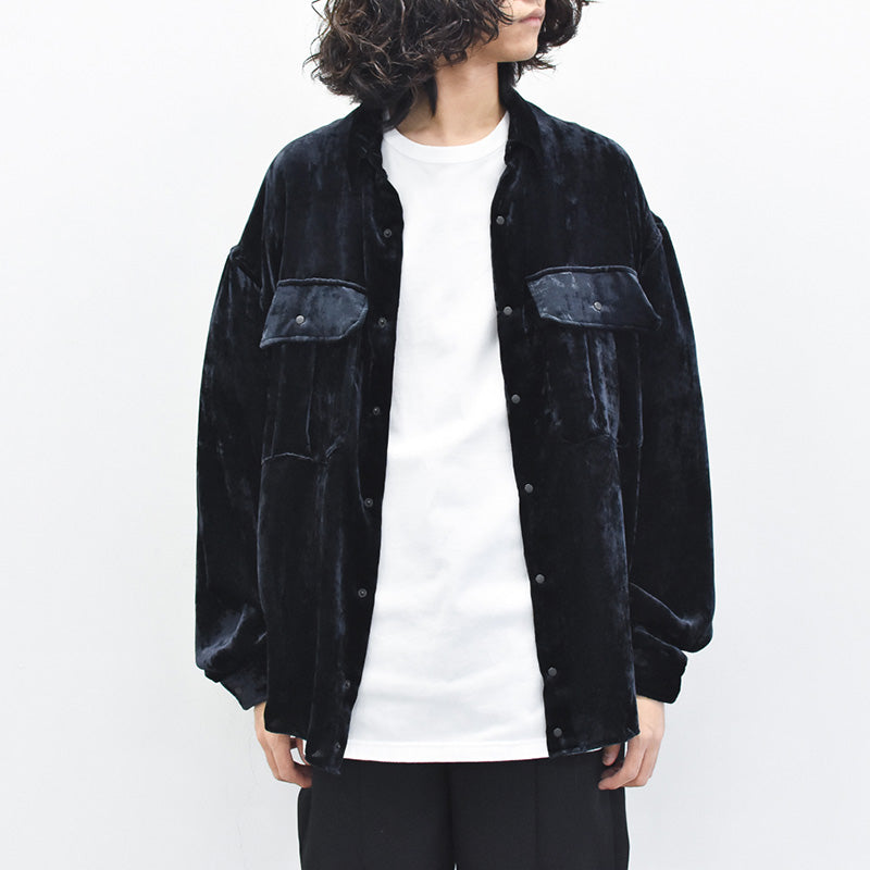 THE JEAN PIERRE / Dove Chambray Velvet Shirt - BLUE BLACK