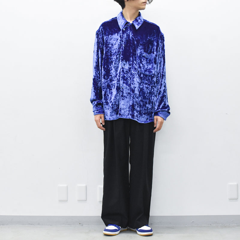 THE JEAN PIERRE / 60's Sleeping Chambray Velvet Shirts - PURPLE BLUE