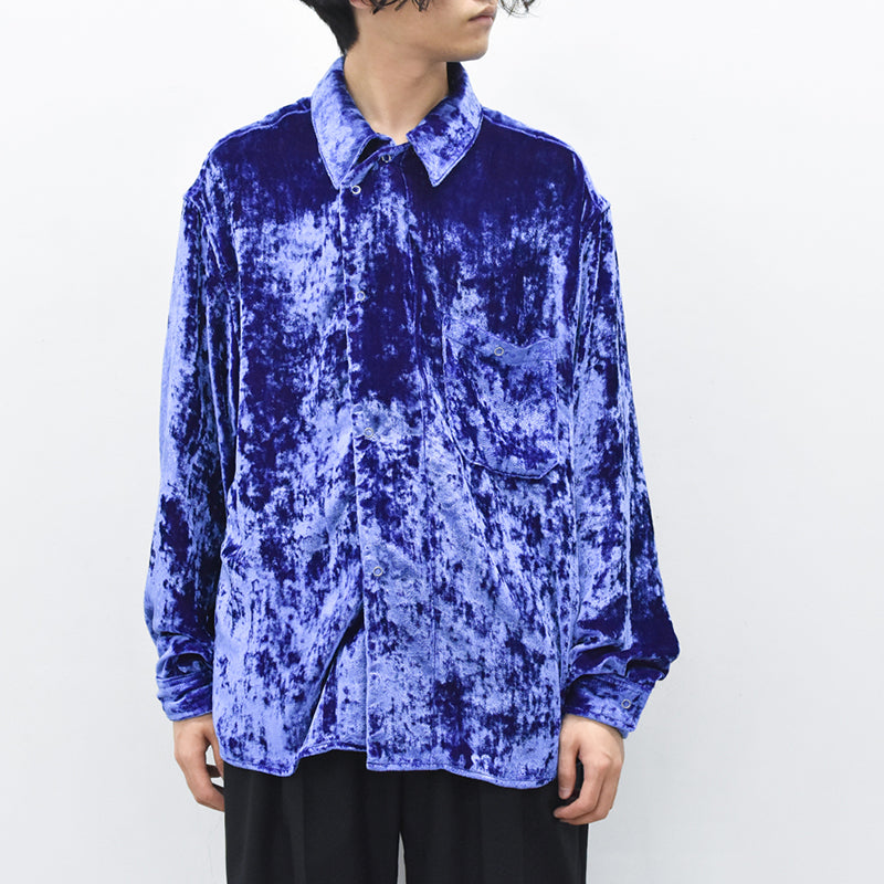 THE JEAN PIERRE / 60's Sleeping Chambray Velvet Shirts - PURPLE BLUE