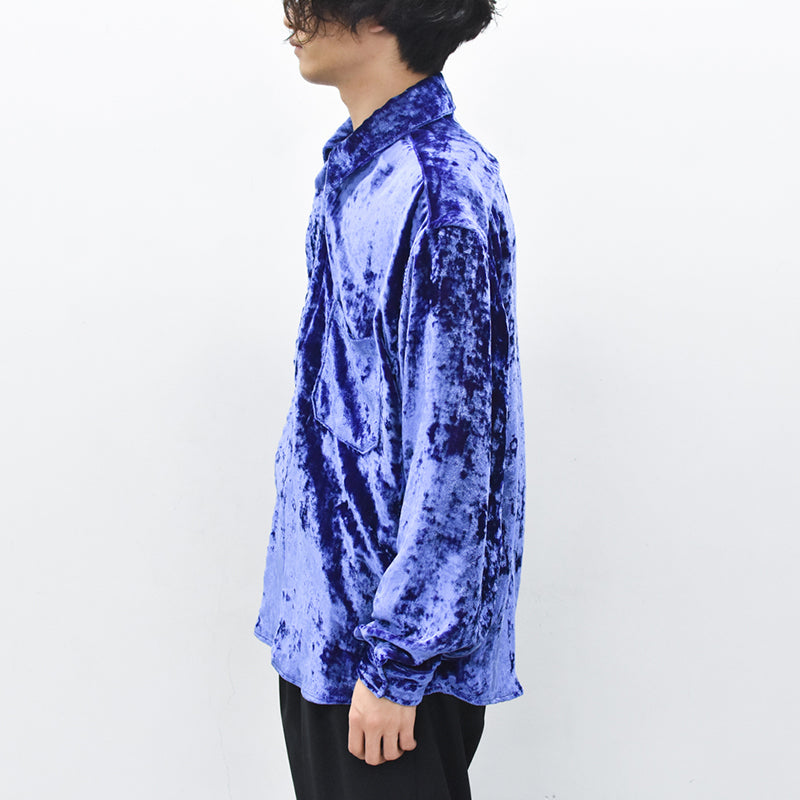 THE JEAN PIERRE / 60's Sleeping Chambray Velvet Shirts - PURPLE BLUE