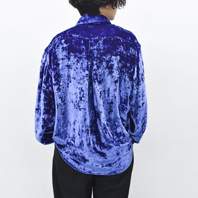 THE JEAN PIERRE / 60's Sleeping Chambray Velvet Shirts - PURPLE BLUE
