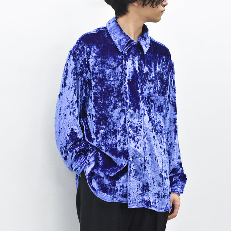 THE JEAN PIERRE / 60's Sleeping Chambray Velvet Shirts - PURPLE BLUE