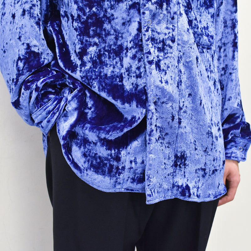 THE JEAN PIERRE / 60's Sleeping Chambray Velvet Shirts - PURPLE BLUE
