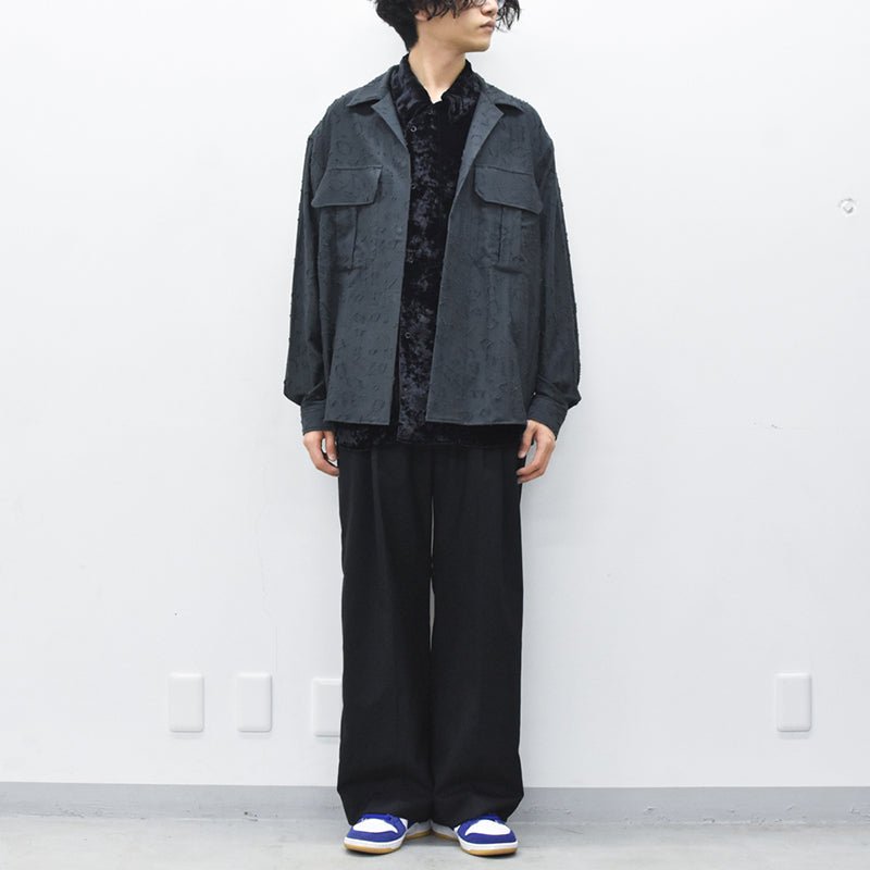 THE JEAN PIERRE / Grunge Jacquard Manette CPO Shirts - INK BLACK