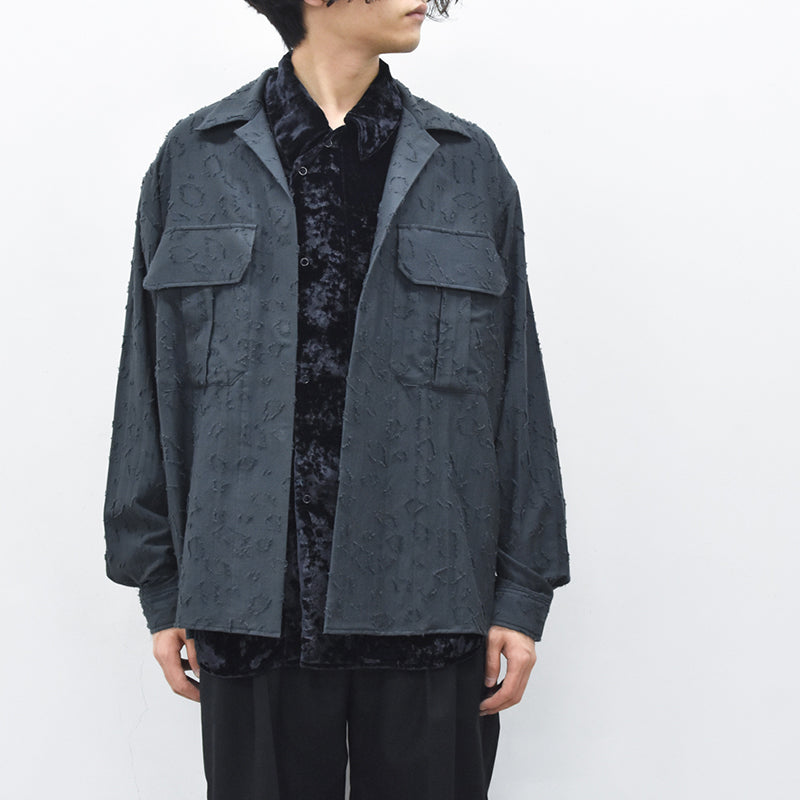 THE JEAN PIERRE / Grunge Jacquard Manette CPO Shirts - INK BLACK