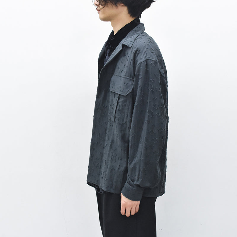 THE JEAN PIERRE / Grunge Jacquard Manette CPO Shirts - INK BLACK