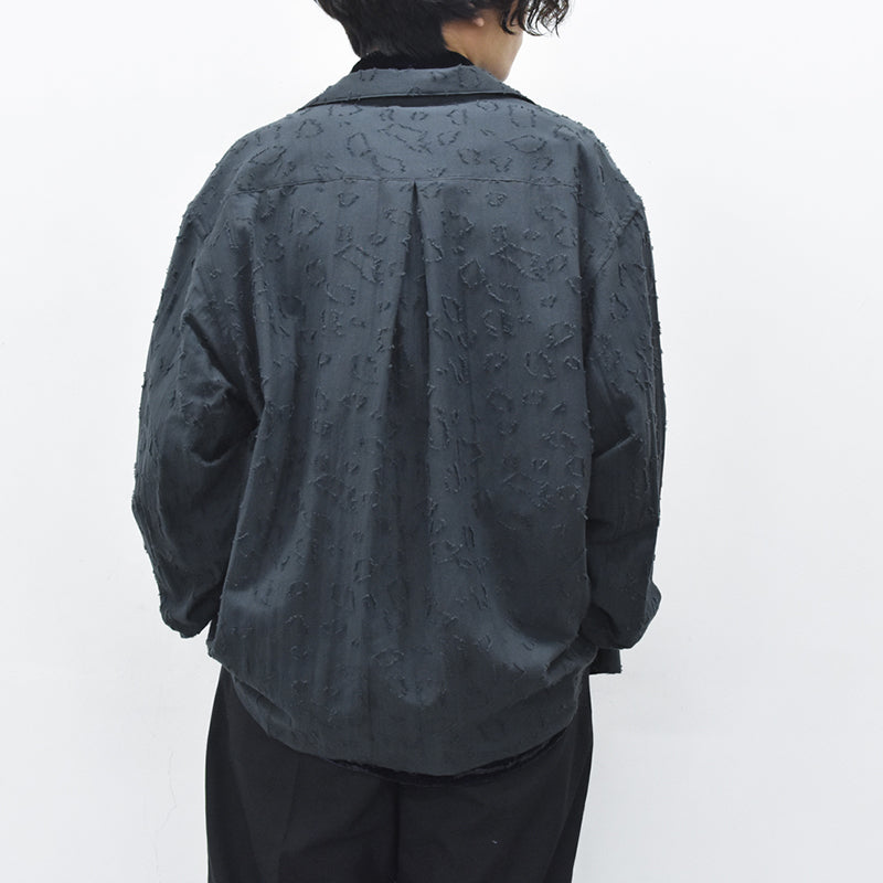THE JEAN PIERRE / Grunge Jacquard Manette CPO Shirts - INK BLACK