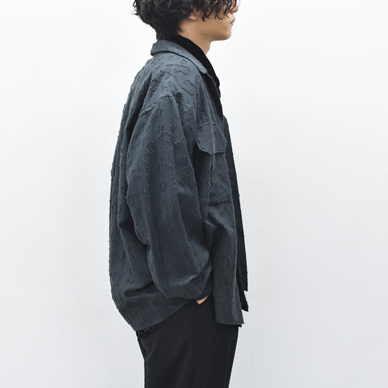 THE JEAN PIERRE / Grunge Jacquard Manette CPO Shirts - INK BLACK