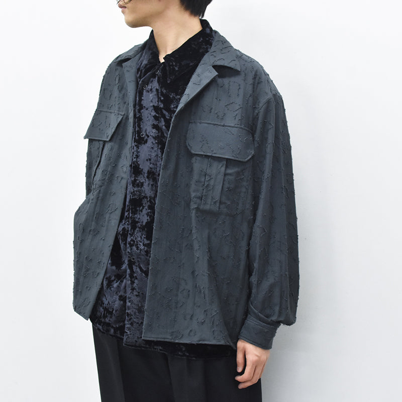 THE JEAN PIERRE / Grunge Jacquard Manette CPO Shirts - INK BLACK