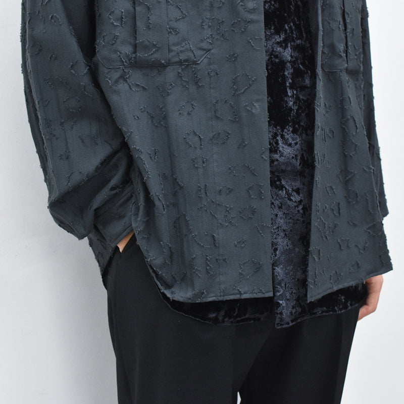 THE JEAN PIERRE / Grunge Jacquard Manette CPO Shirts - INK BLACK