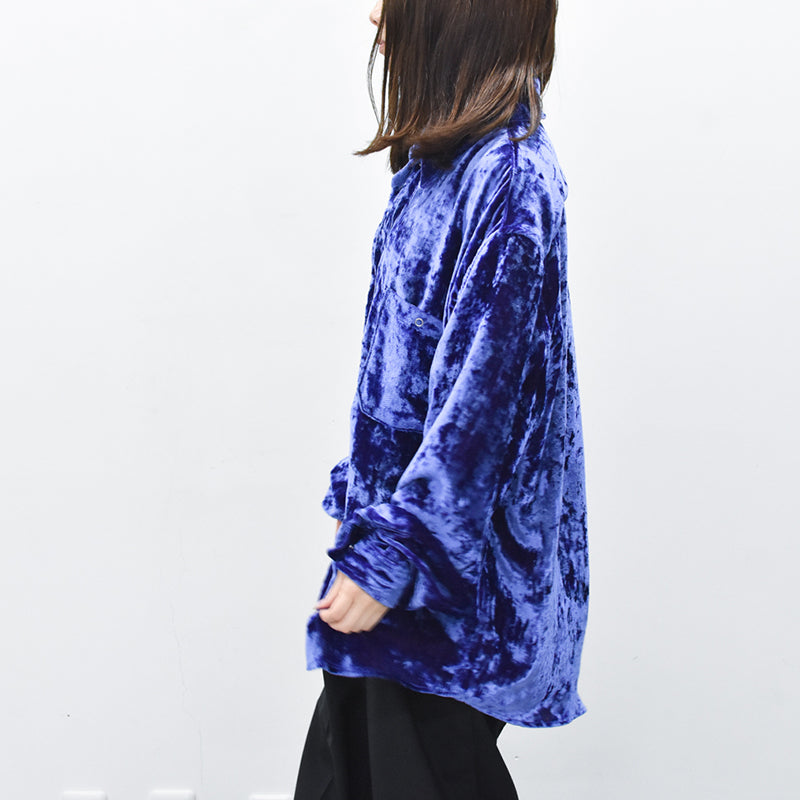 THE JEAN PIERRE / 60's Sleeping Chambray Velvet Shirts - PURPLE BLUE