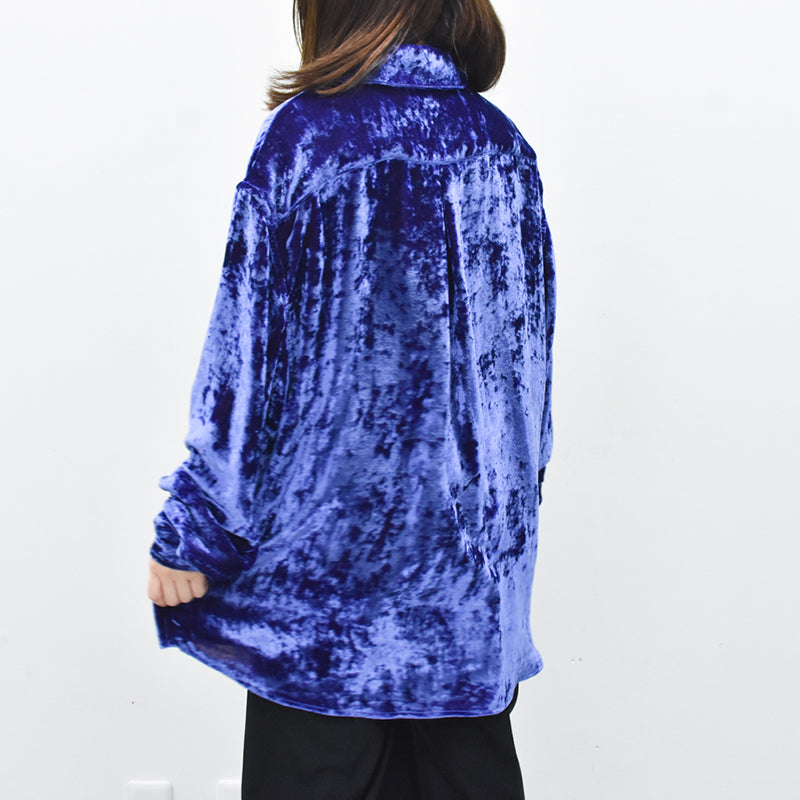 THE JEAN PIERRE / 60's Sleeping Chambray Velvet Shirts - PURPLE BLUE