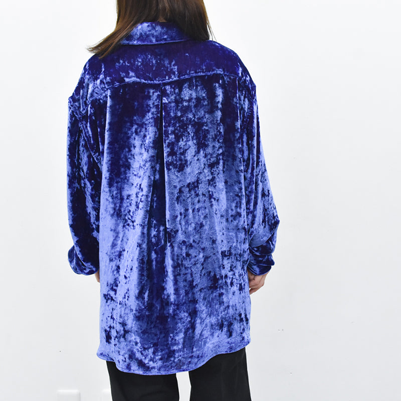 THE JEAN PIERRE / 60's Sleeping Chambray Velvet Shirts - PURPLE BLUE