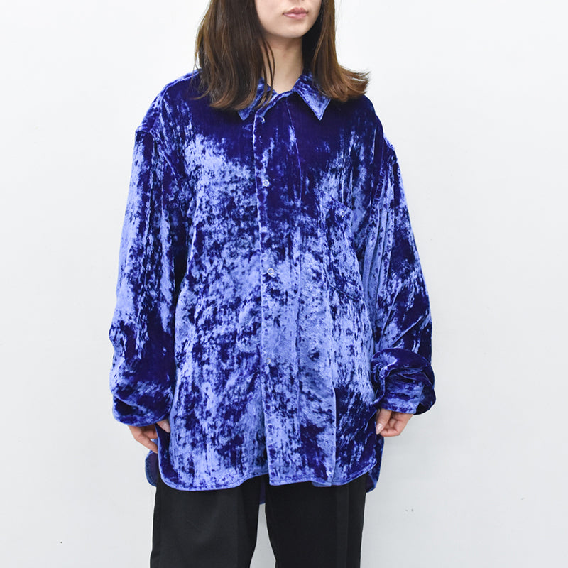 THE JEAN PIERRE / 60's Sleeping Chambray Velvet Shirts - PURPLE BLUE
