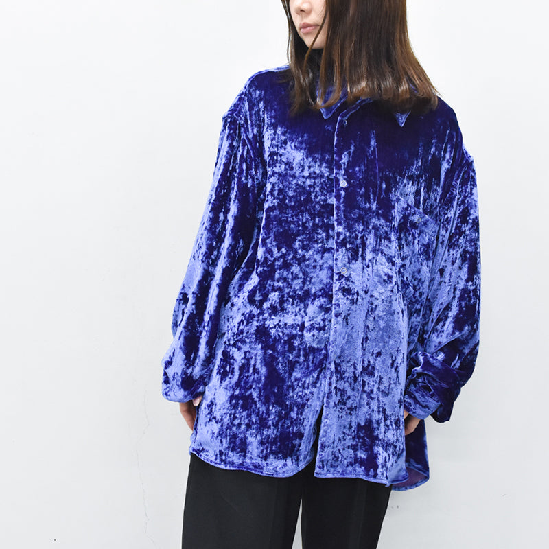 THE JEAN PIERRE / 60's Sleeping Chambray Velvet Shirts - PURPLE BLUE