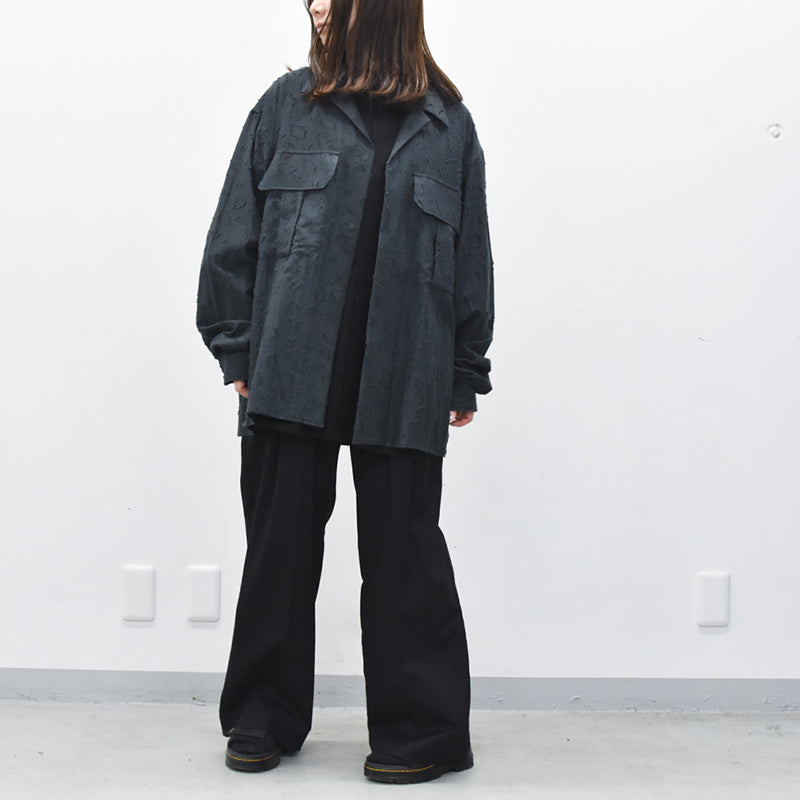 THE JEAN PIERRE / Grunge Jacquard Manette CPO Shirts - INK BLACK