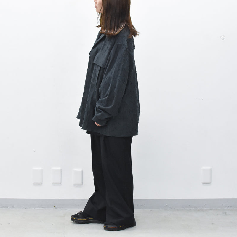 THE JEAN PIERRE / Grunge Jacquard Manette CPO Shirts - INK BLACK