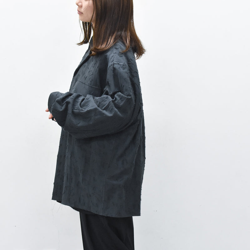 THE JEAN PIERRE / Grunge Jacquard Manette CPO Shirts - INK BLACK