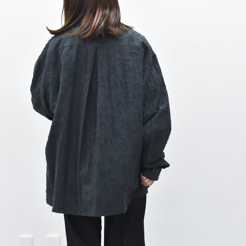 THE JEAN PIERRE / Grunge Jacquard Manette CPO Shirts - INK BLACK