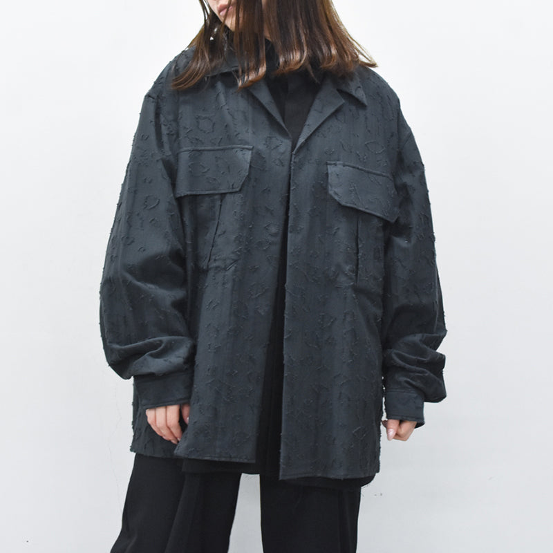 THE JEAN PIERRE / Grunge Jacquard Manette CPO Shirts - INK BLACK
