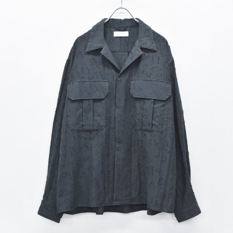 THE JEAN PIERRE / Grunge Jacquard Manette CPO Shirts - INK BLACK
