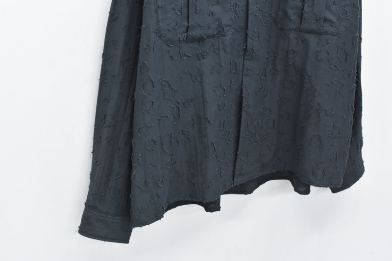 THE JEAN PIERRE / Grunge Jacquard Manette CPO Shirts - INK BLACK