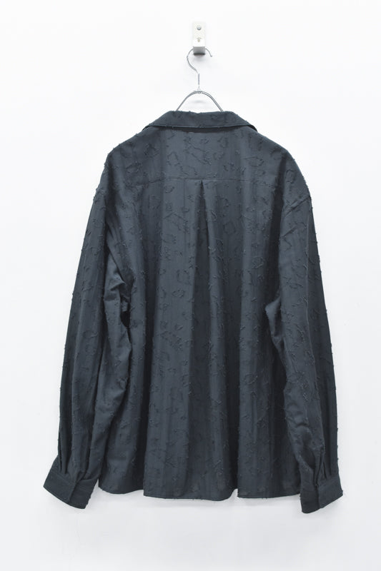 THE JEAN PIERRE / Grunge Jacquard Manette CPO Shirts - INK BLACK