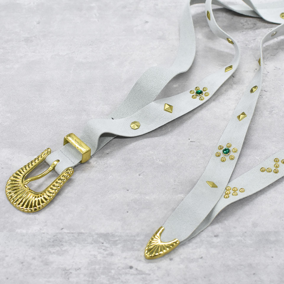 BODYSONG. / ULTRASUEDE STUDDED BELT - GRAY