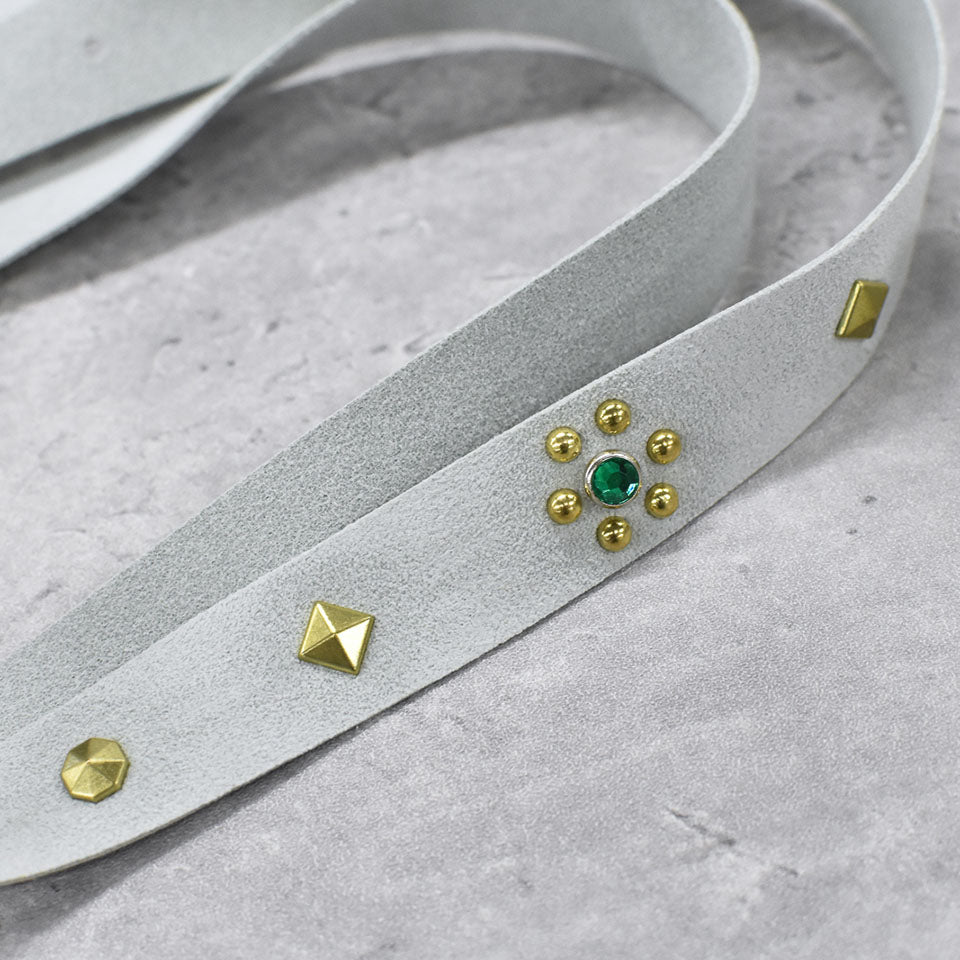 BODYSONG. / ULTRASUEDE STUDDED BELT - GRAY