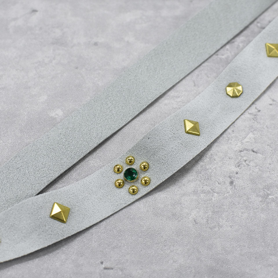BODYSONG. / ULTRASUEDE STUDDED BELT - GRAY