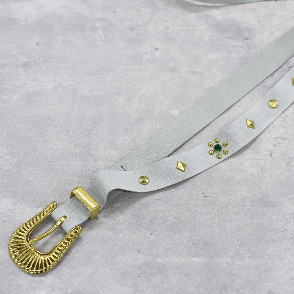 BODYSONG. / ULTRASUEDE STUDDED BELT - GRAY